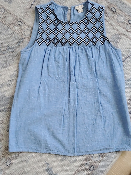 J. Crew Linen Cotton Embroidered Shift Tank Sz00 - Picture 5 of 10